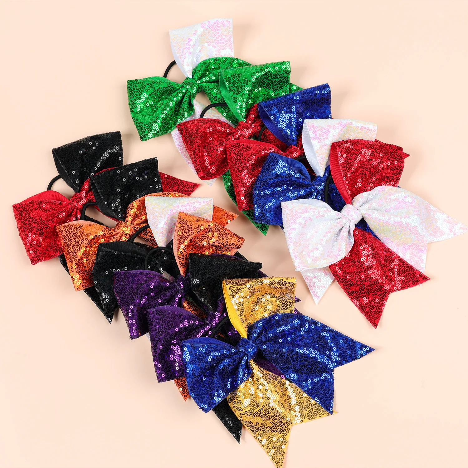 7 inch Big Large Sequin Grosgrain Ribbon Hair Bow Alligator Clips Barrette Bowknot Headwear Children Girls Hair Accessories