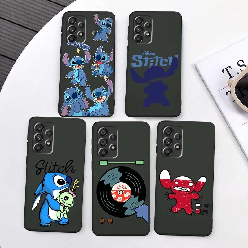 

Stitch Cartoon Cute Art Disney Phone Case For Samsung A73 A72 A71 A55 A54 A53 A52 A51 A13 A22 A16 A15 A05s A14 A05 A06 5G Black
