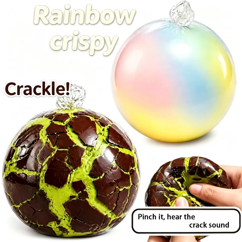 Pelota antiestrés crujiente con diseño de arcoíris, con efecto craquelado y cera, juguete para aliviar el estrés con forma de chocolate, ideal para pausas en la oficina o en el estudio, para adultos.