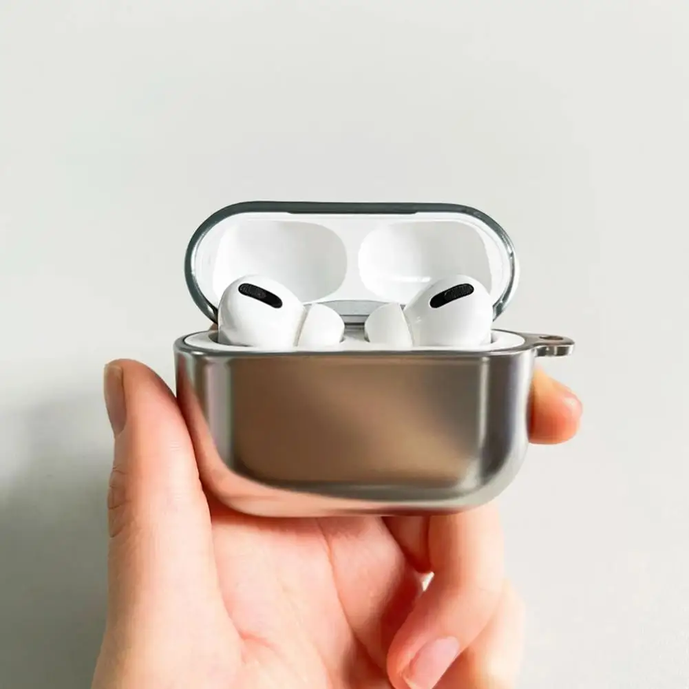 Para airpods 4 galvaniza caso do fone de ouvido simples capa protetora escudo caso prata metal fone de ouvido plástico caso protetor