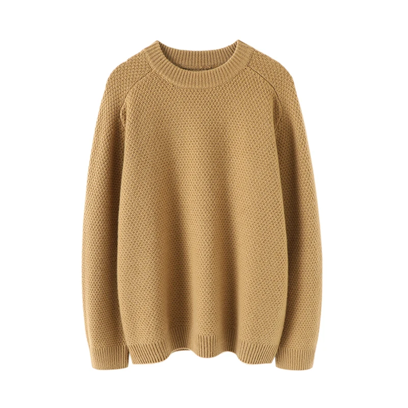 

Basick Thick Oversized Sweater 100% Cashmere Winter Warm New O-Neck High Street A-straight Tops Women 2022