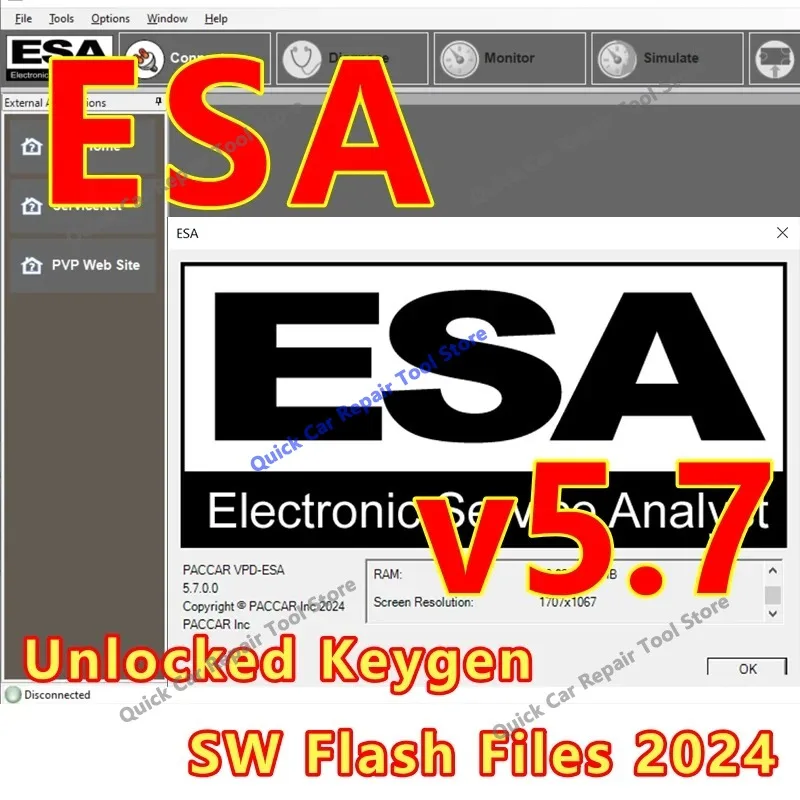 Nouveau produit phare 2026 : Analyseur de service électronique ESA 5.7 pour diagnostic de camions avec fichiers SW complets 2024 et clé de déverrouillage UNLOCK pour Paccar