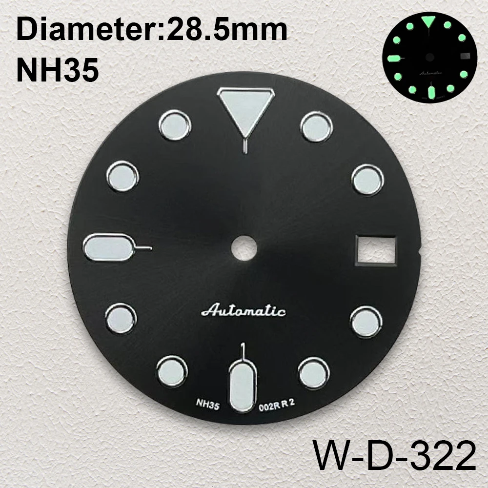 28.5mm S5 Logo SKX007 GMT Quadrante Fit NH35/NH36/4R36 Movimento Verde Luminoso Quadrante Nero/Blu Accessori per la Modifica dell'orologio