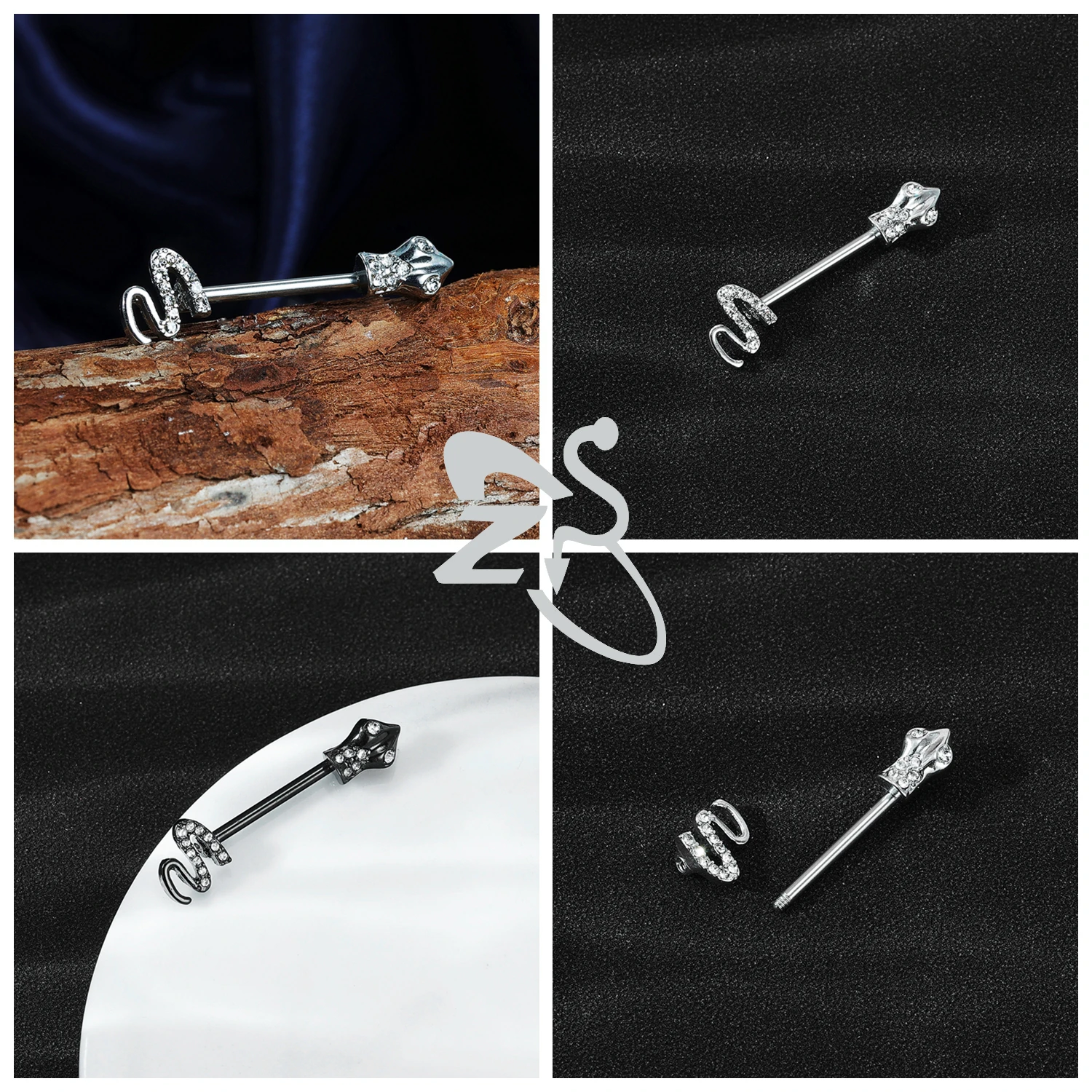 ZS 1 adet Punk yılan yarasa şe - Zs Body Jewelry incelemesi ve fiyatı