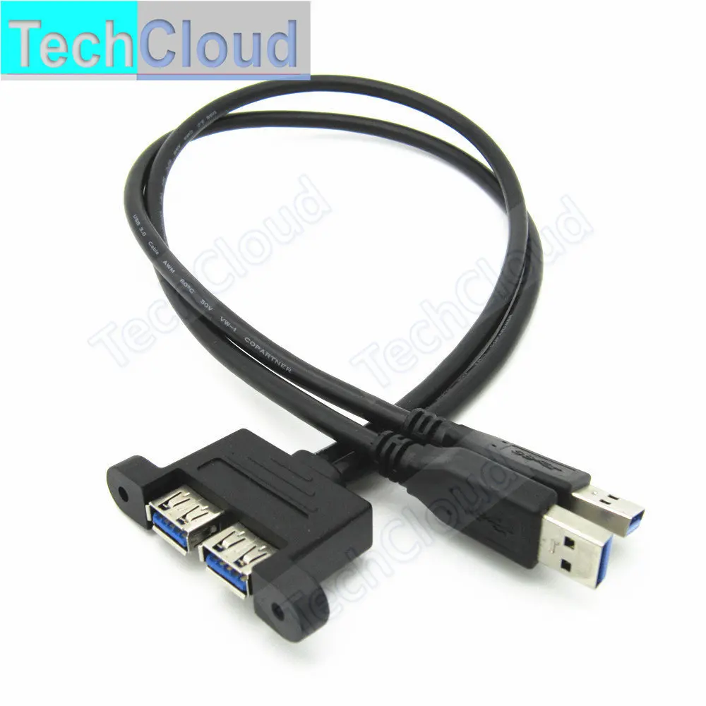 Podwójny kabel rozszerzenie męskie i żeńskie USB twin port usb3 0 przedłużacz z otworami M3screw mocowanie panelu