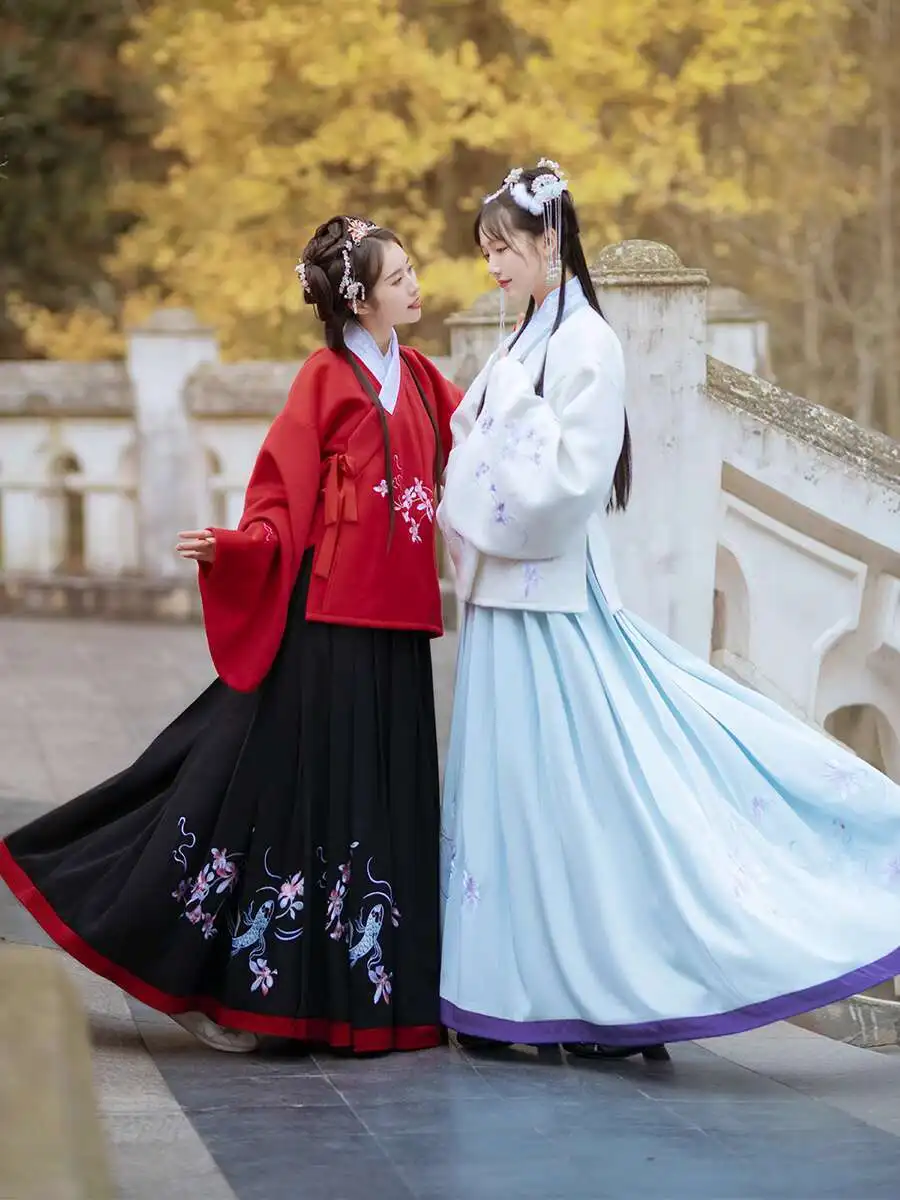 

Hanfu Cosplay Costume Spring Collection Hanfu Women's Clothing Embroidered Ming Made Coat Skirt Waist Thickened Dress