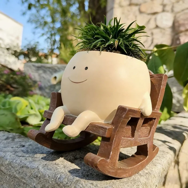 

Resin Smiley Face Succulent Planter Mini Creative Personalized Desktop Decoration Ornament Practical Home Gift Potted Plant Cont