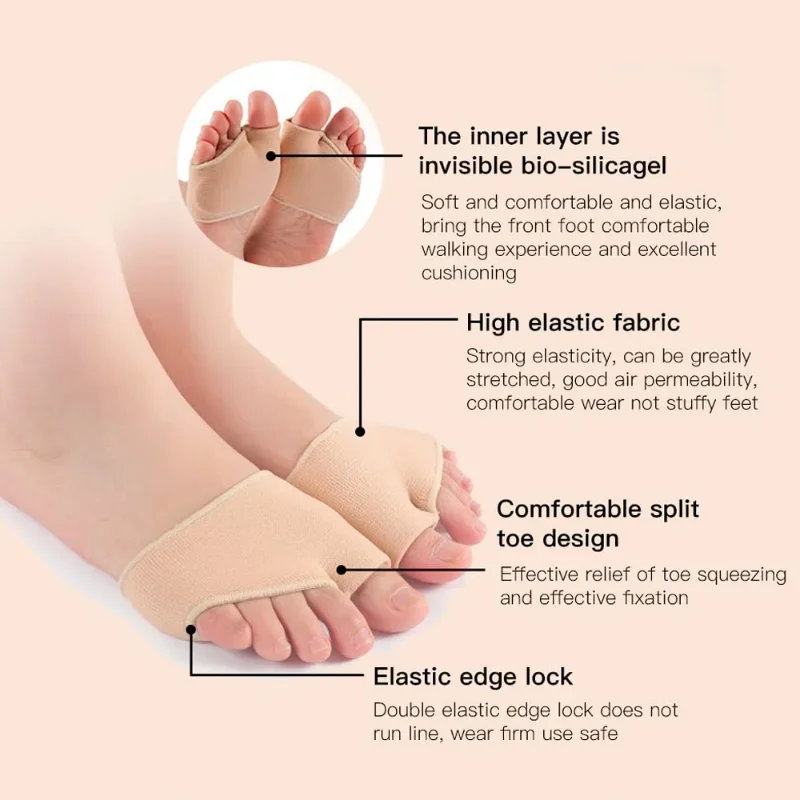 Setengah sol Gel silikon untuk Metatarsal Forefoot bantalan sepatu pereda nyeri bantalan kaki untuk kaus kaki korektor Hallux Valgus