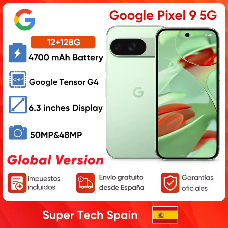 Google Pixel 9 5G Smartphone Google Tensor G4 6.3 ''120Hz écran OLED 50MP caméra 4700 mAh batterie Android 14 NFC Google Pixel 9 5G Smartphone Google Tensor G4 6.3 ''120Hz écran OLED 50MP caméra 4700 mAh batterie Android 14 NFC