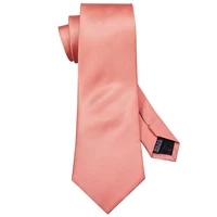 Designer Mens Tie Jacquard Necktie Pocket Square Cufflinks Set Coral Pink Solid for Male Men Wedding Busniess Party Ties Gift 4