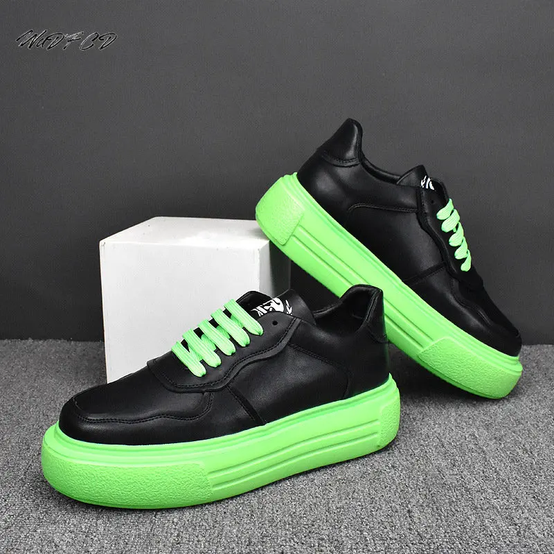 Sneakers Casual Men Soft Sole Board Shoes Fashion Microfiber Leather Breathable Height Increased Flat Platform Running Shoes