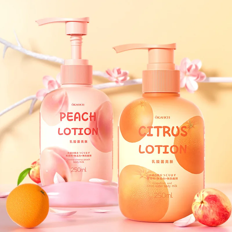 250ml  Citrus & Zhizhi Peach Watery Lactobacillus Softening and Moisturizing Skin Brightening Body Lotion skin care products