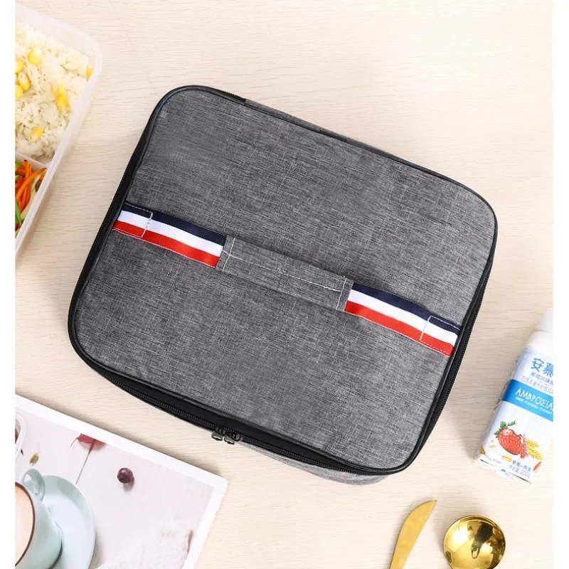 Commuter Student Bento Bag Take Lunch Convenient Aluminum Foil Thickened Insulated Lunch Box Bag Cationic Square Tote Bag