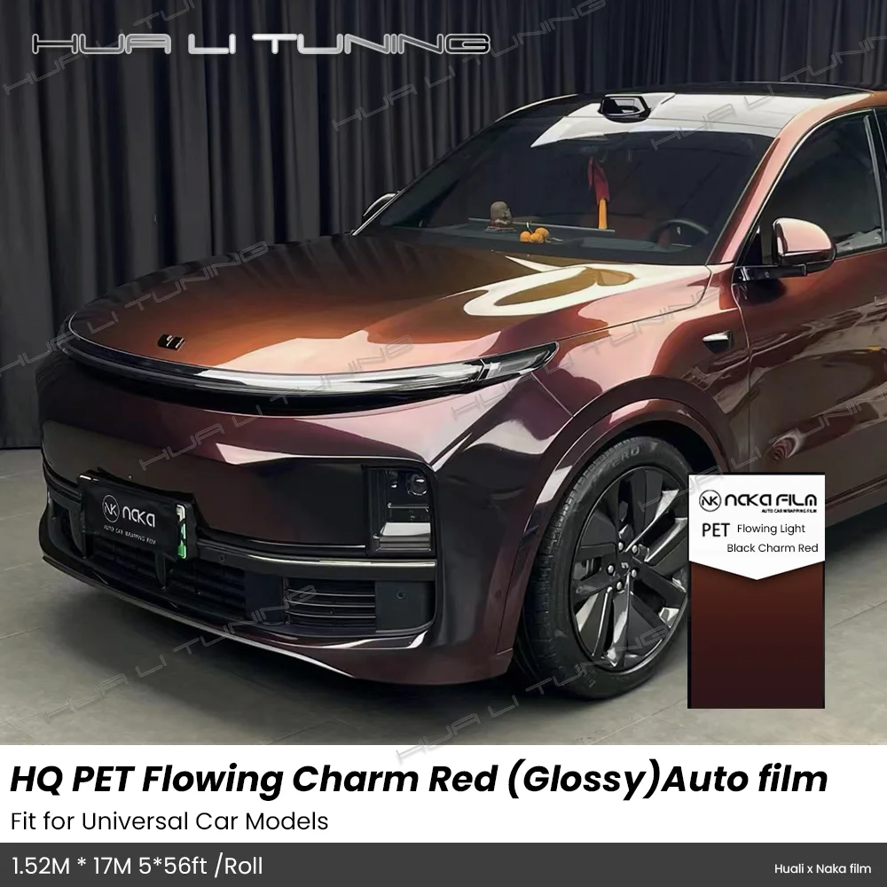 

Car Wrapping Film For Universal Car Models Flowing Charm Red PET Color changing Vinyl Decal Car Stickers Roll Auto Accessories