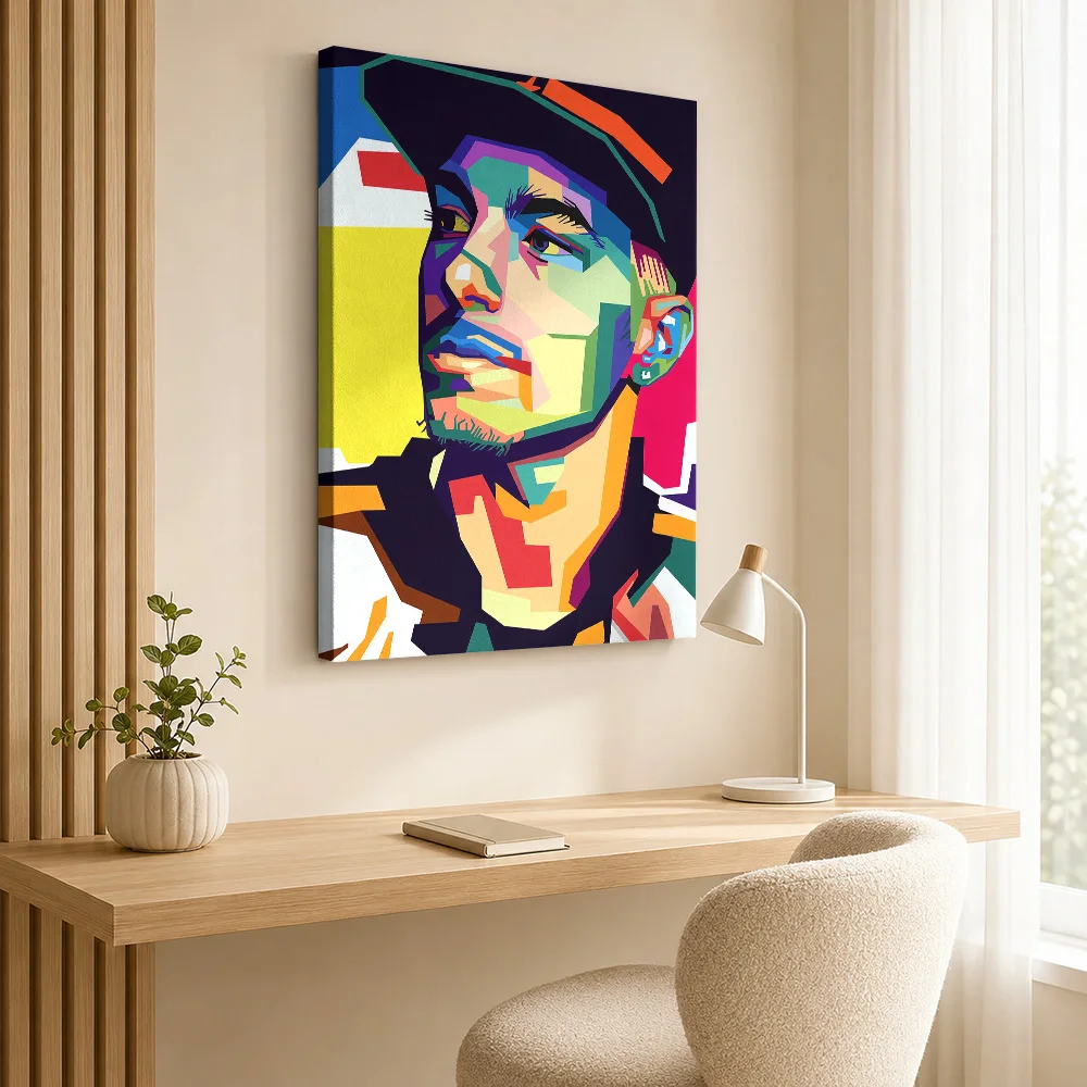 Maverick Vinales Tribute Canvas Poster Bold WPAP Style Canvas Wall Art With Customized Photo For Garage Ideal Racing Fan Gift