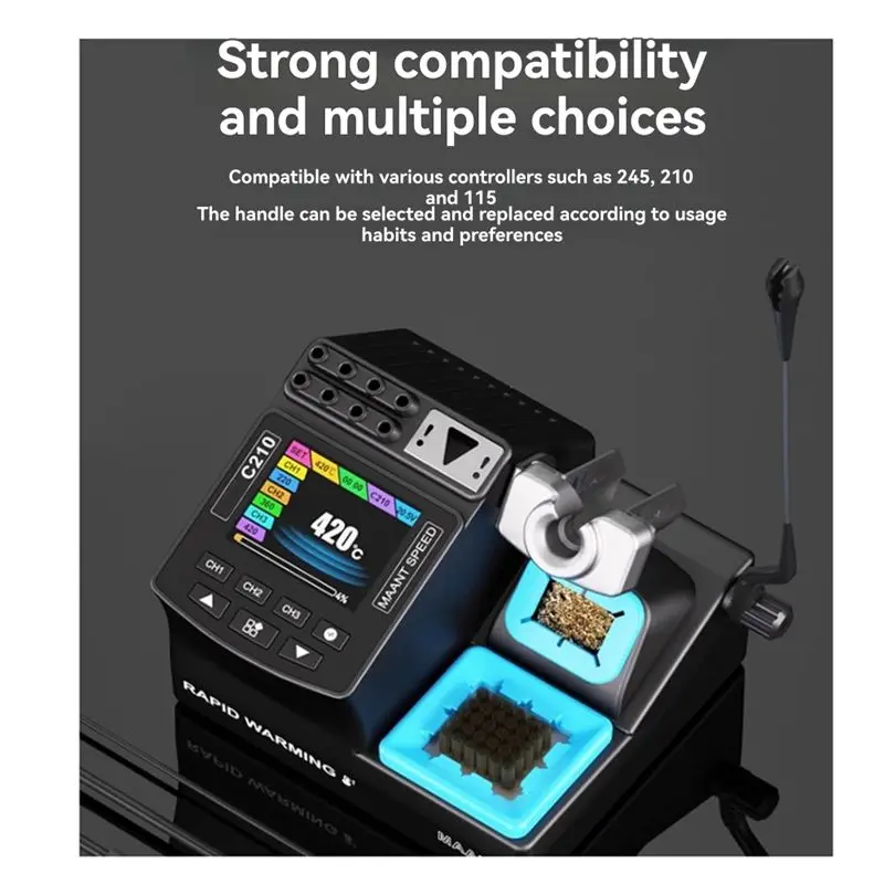 A04G-For Handle Repair Compatible C210 Digital Soldering Station 200W Rapid Heating Adjustable 60 To 460℃ With Color Screen 115