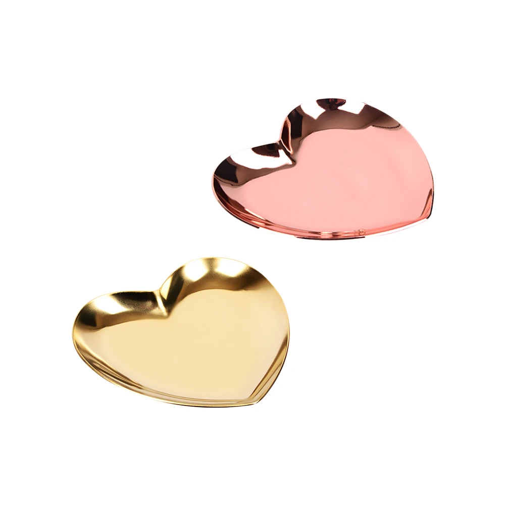 

2 шт. поднос для ювелирных изделий в форме сердца металлическая тарелка для сережек тарелка для хранения брелок женский домашний декор спальня ванная комната