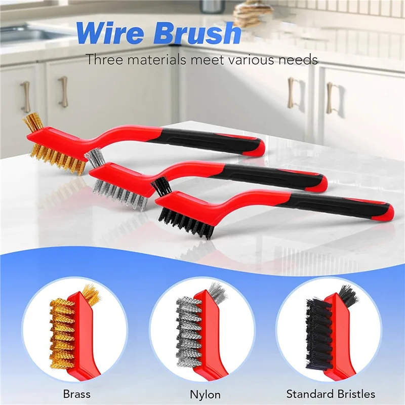 Ensemble de brosses métalliques A04G-6-Pack, petites brosses métalliques de 7 pouces pour le nettoyage, antirouille, nettoyeur de saleté, brosse métallique, récurage de peinture