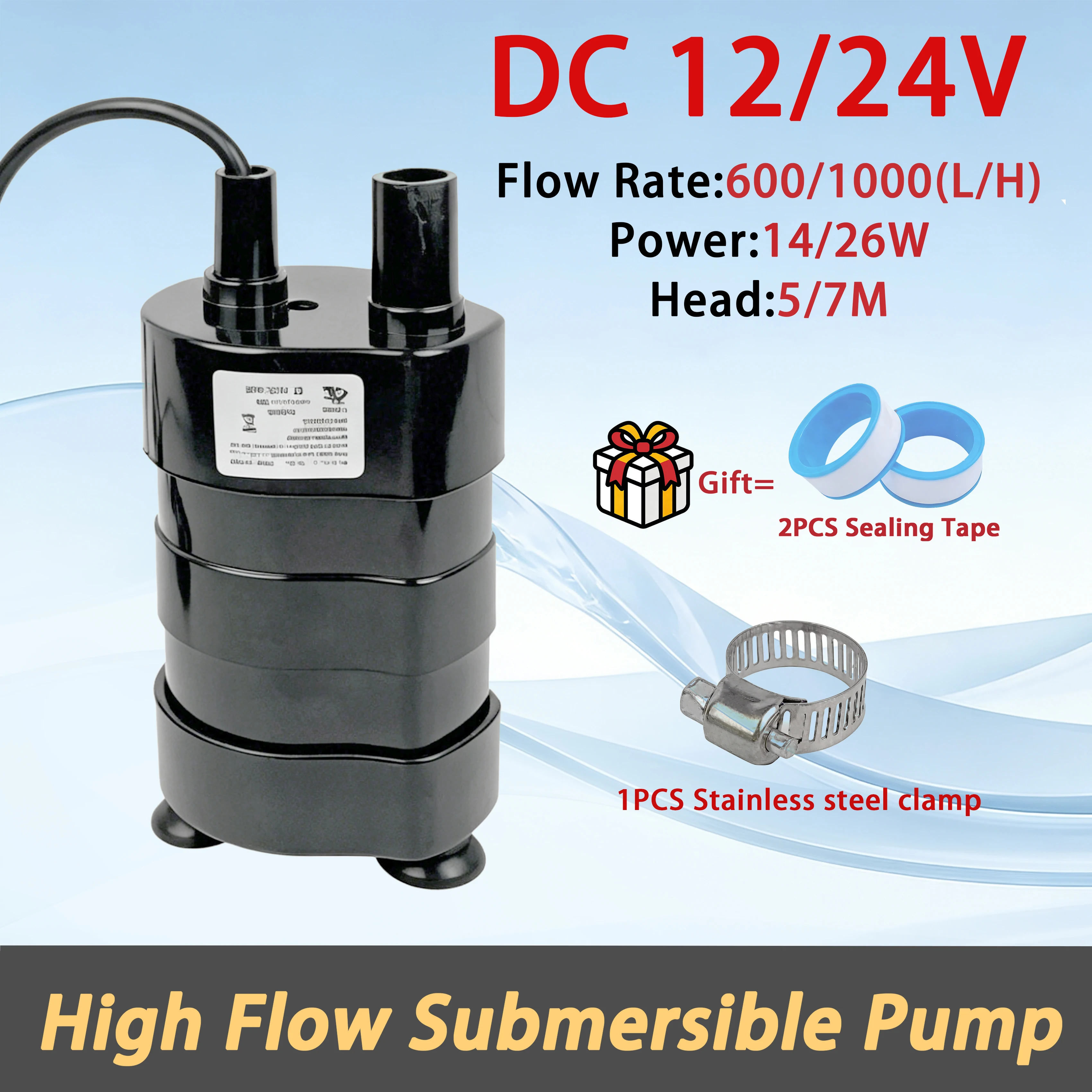 

DC12/24V Brushless Submersible Pump with Bottom Suction Function for Multi-purpose Water Pumping and Oil Extraction