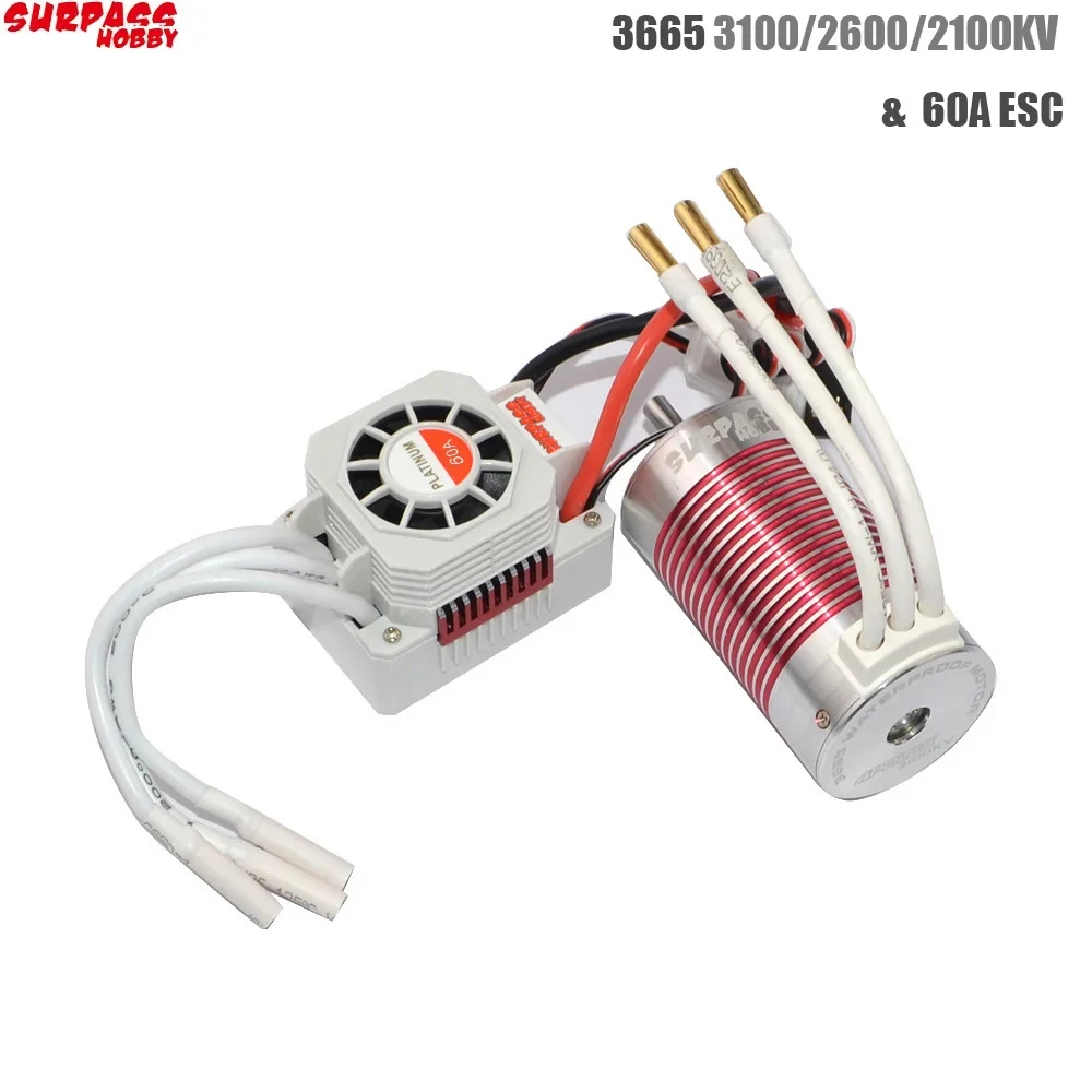 

Platinum Waterproof 3665 3100KV 2600KV 2100KV Brushless Motor with 60A ESC for RC Car 1/10 Motor RC Rock Crawler