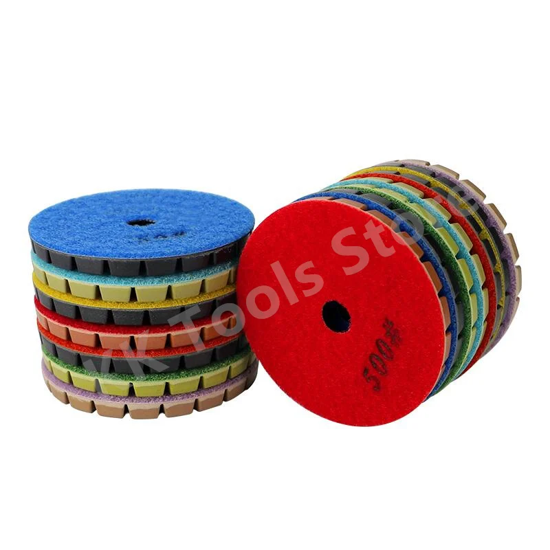 7PCS/Set 4 Inch Diamond Floor Polishing Pad For Concrete Floor Marble Thicknees 8mm Wet Grinding Discs Polish Abrasive Tools