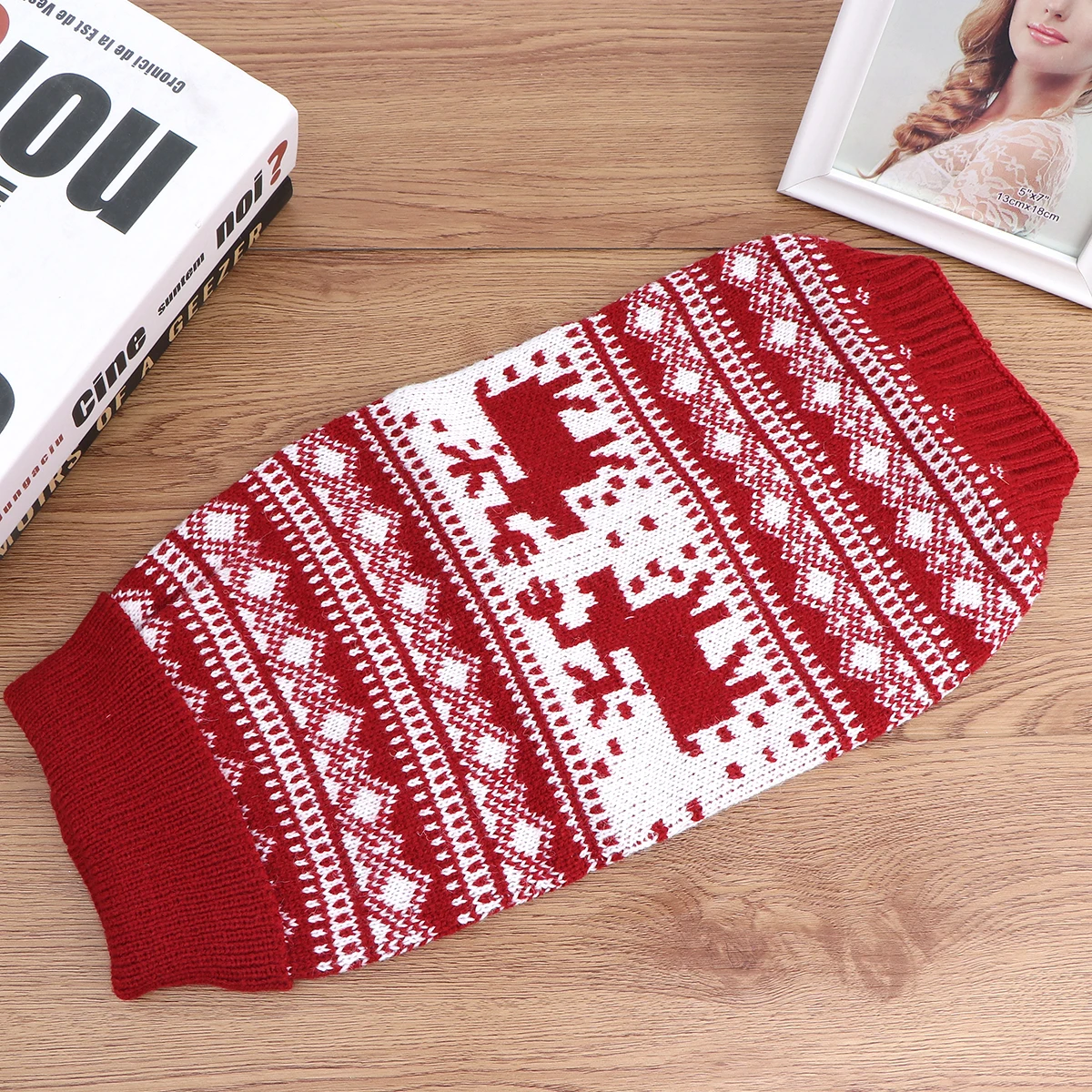 

1Pcs Pet Dog Knitted Christmas Turtleneck Sweater Warm Red Size L Dog Winter Clothes Festive Puppy Outfit Pet Knitted Sweater