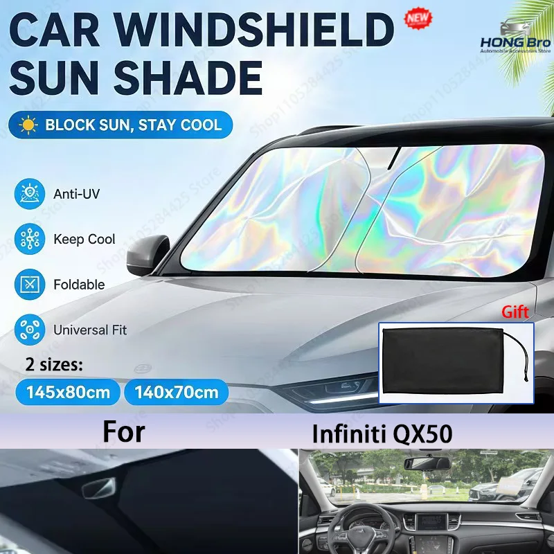 For Infiniti QX50 Foldable Front Windshield Sun Shade UV Reflective Sun Protection Cover Car Interior Accessories