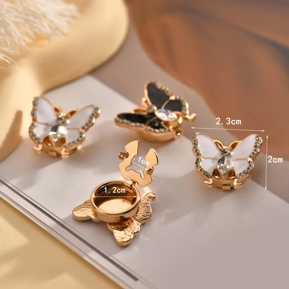 Luxury 3D Butterfly Rhinestone Cufflinks For Womens Cuff Pins Cross-Border Design Brass Buttons Covers Jewelry Accessories