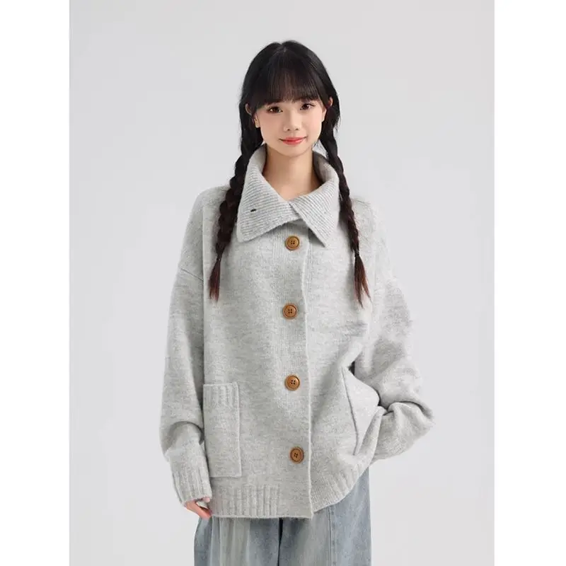 セーター ジャンパー カーディガン レディース ジャージ シェニール装飾ボタン ルーズフィット アフタヌーン Y2K エレガント レディライク フェミニン ソフトプラッシュ