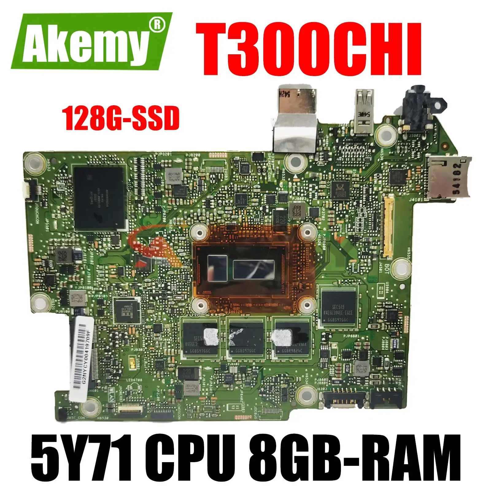 

T300CHI mainboard For ASUS Transformer Book T300 Chi T300C Laptop Motherboard with 5Y71 CPU 8GB-RAM 128G-SSD OK 100% Test