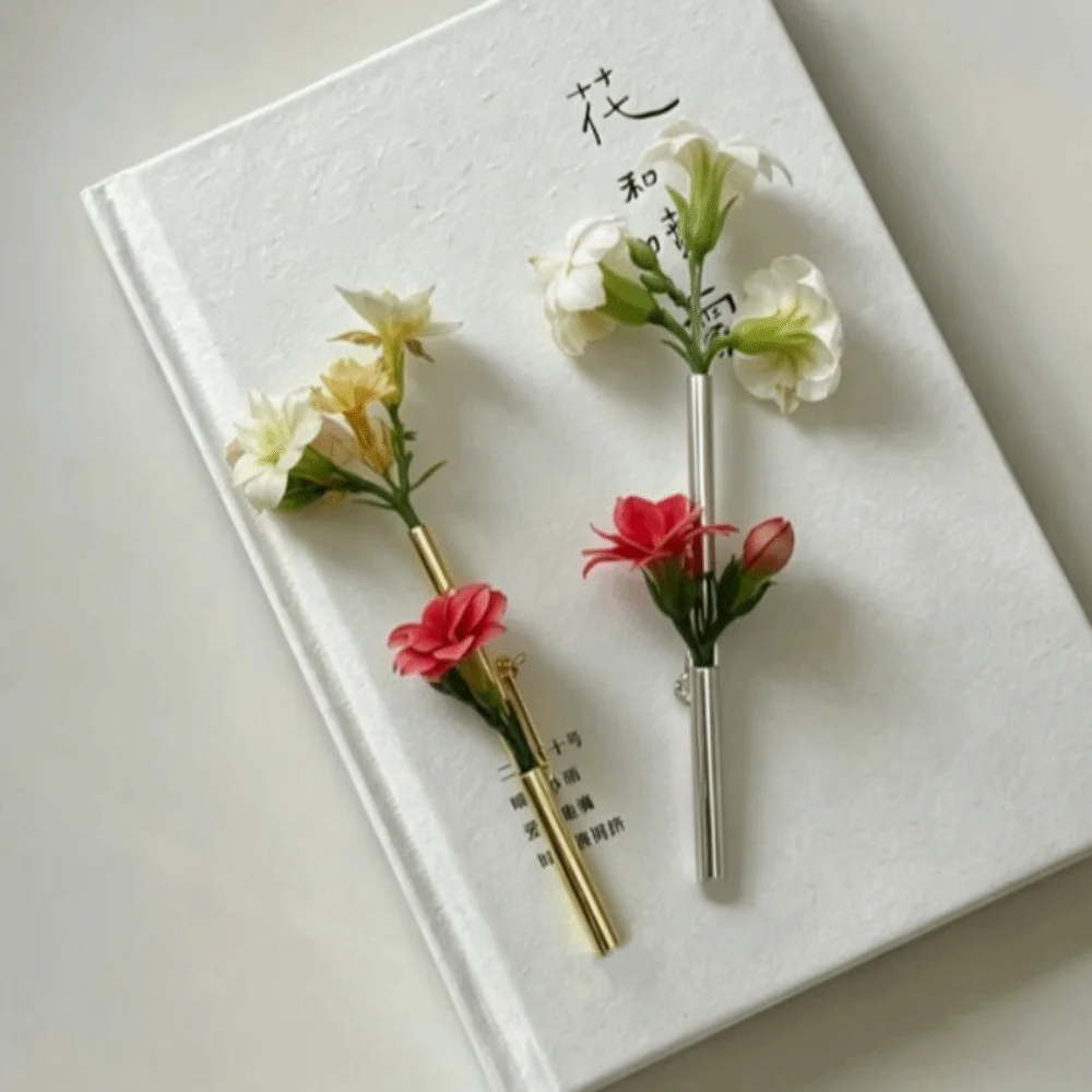 Vintage Flower Insertable Brooch Elegant Luxury Bouquet Flower Holder Brooch French Style DIY Silver Glossy Pin Party