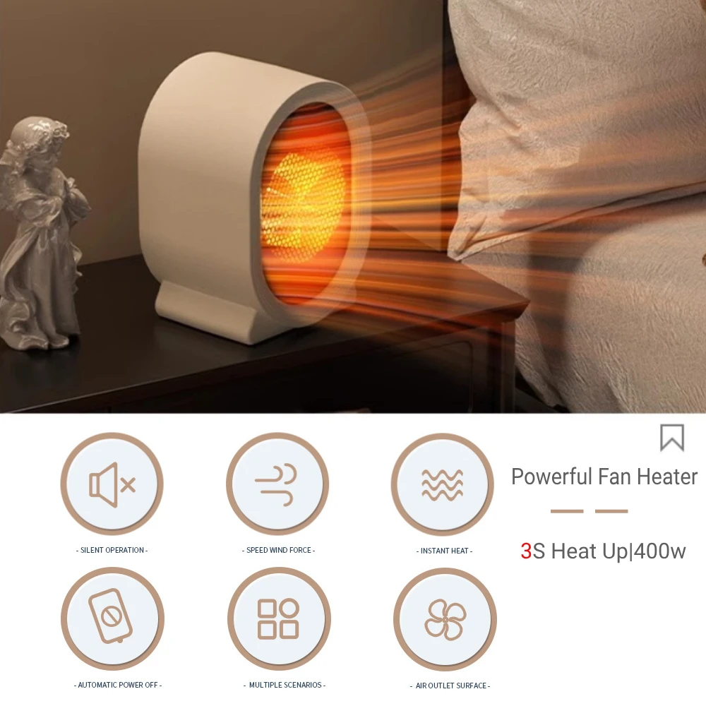 سخان كهربائي سخان سطح المكتب العمودي غرفة نوم المنزل سخان كهربائي صغير عنبر سخان الحرارة السريع مناسبة للمكتب المنزلي