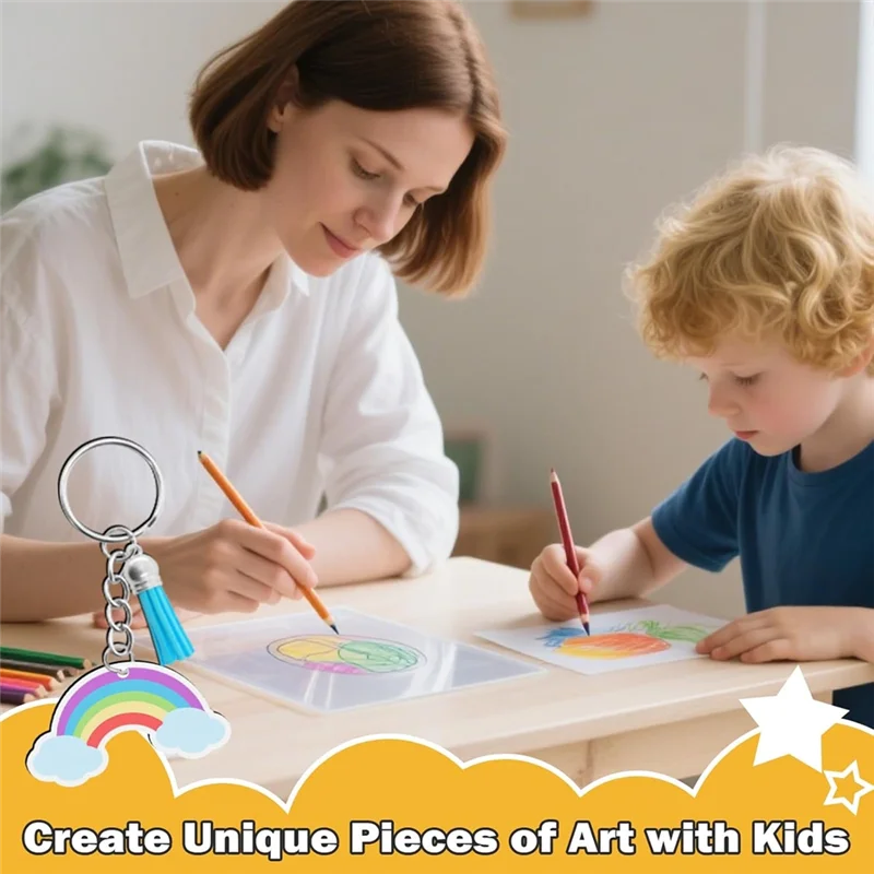 MOPHE-36 Pieces Shrink Plastic Sheets Shrinky Dint-Paper Shrink-Art Paper-Kit For Kids-Creative Craft DIY Art Keychain Making