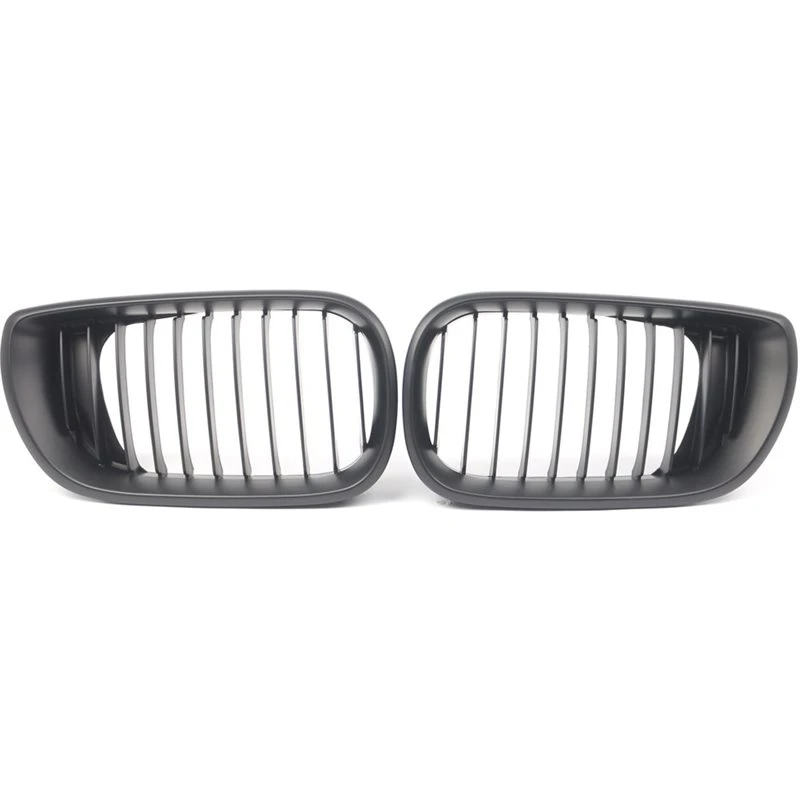 ABXN-Front Bumper Racing Grill Kidney Grille 51132158542 51132158543 For BMW 3 Series E46 4-Door LCI 2002-2005 Matte Black