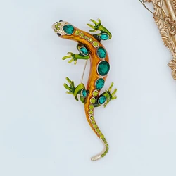 EASYA Fashion Gecko Lizard Crocodile Alloy Brooch with Rhinestones Sparkling Banquet Prom Ladies Decoration Luxury Jewelry