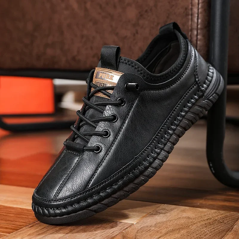 Shoes for Men Leather Casual Handmade Shoes Outdoor Hiking Sneakers Men Breathable Lace Up Sport Mens Shoes Zapatos De Hombre