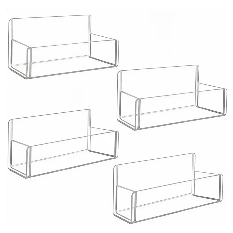 For Wall Mounted For Kitchen Cabinet Door/Pantry Door, 6In Adhesive Acrylic Spice Rack Organizer 4 PCS Shelf-N37R
