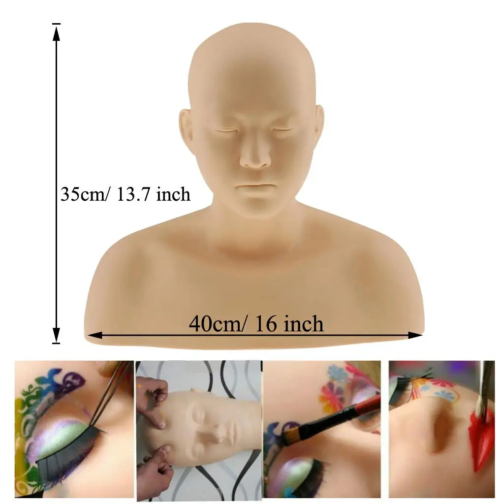 柔らかいシリコン製マネキン練習用ヘッド（ネック付き）フェイスペイント練習や美容学生向け