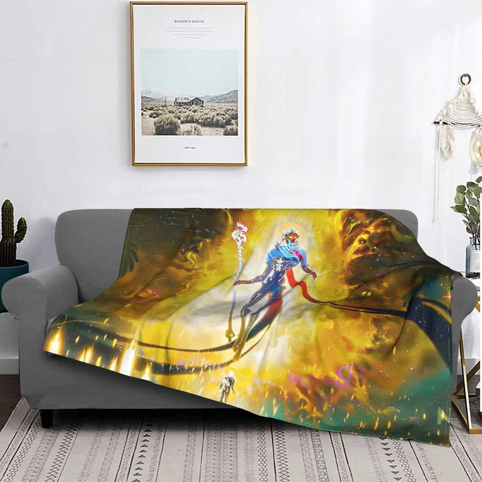 Arcane Viktor Game Anime Jesus Flannel Blanket Cartoon Glorious Novelty Throw Blanket for Home 125*100cm Quilt Lightweight