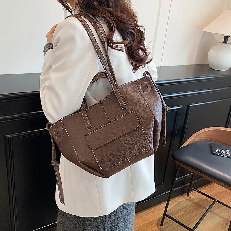 

2025 Fashion Women's Tote Bag Genuine Leather Large Capacity Multi-way Shoulder Crossbody Purse Vintage Chic Work Bag for Office