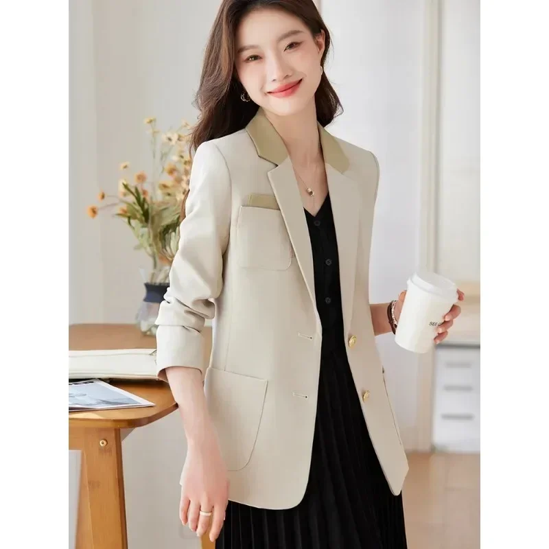 Fashion Women Formal Blazer Female Pink Black Apricot Long Sleeve Office Ladies Business Work Wear Jacket For Autumn Winter