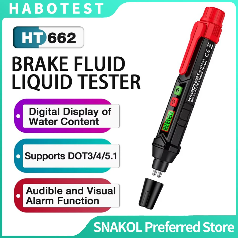 HABOTEST HT662 Digital Brake Fluid Tester Auto Brake Oil Moisture Analyzer DOT3 DOT4 DOT5.1 Quality Check Detector