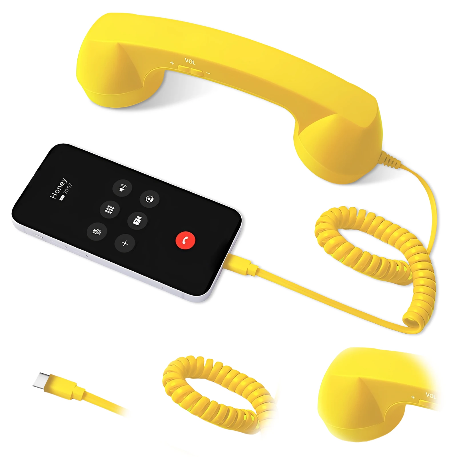 Retro Phone Handset with Volume Control & Mic Clear Sound Mobile Phone Telephone Handset for Cell Mobile Video Conferences Calls