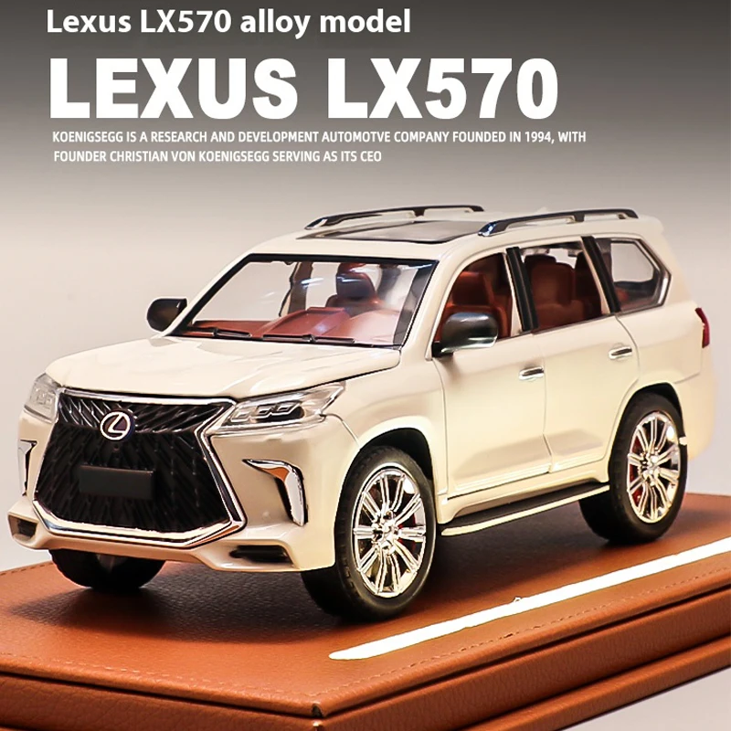 1:24 Lexus LX570 Off Road SUV Alloy Diecast Car Model Computer Desktop Collection Hobby Ornament Gift For Boyfriend Present Box