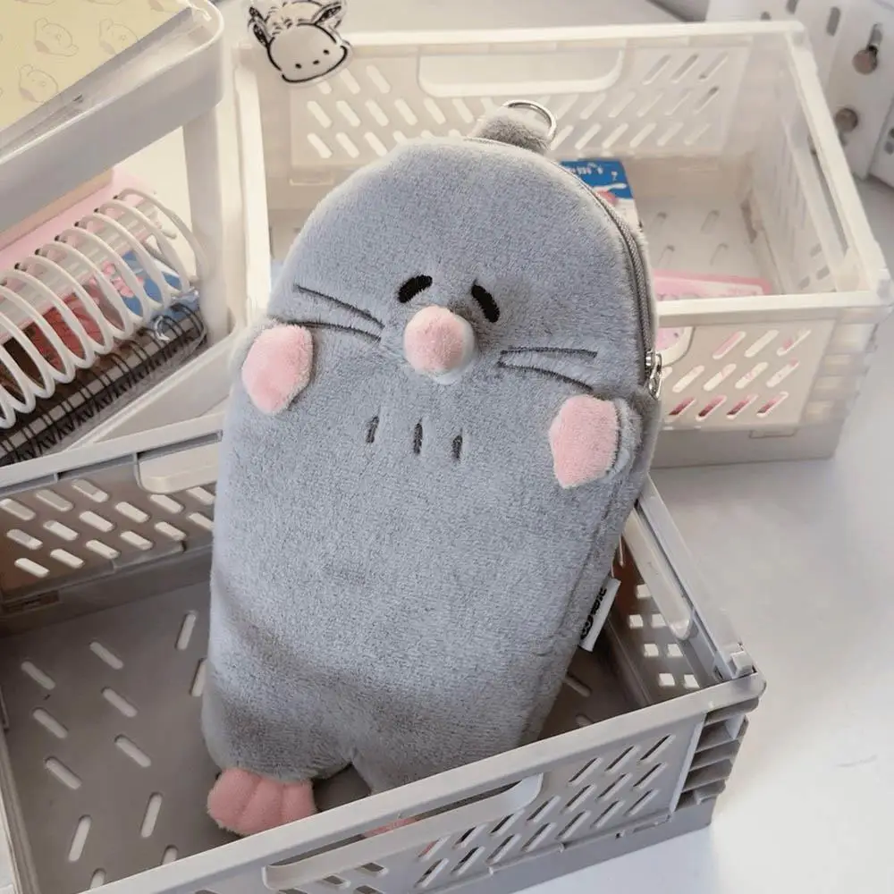 New Portable 3D Mole Pencil Case Plush Cartoon Large Capacity Stationery Bag Creative Cute Doll Stationery Case Dirty Resistant