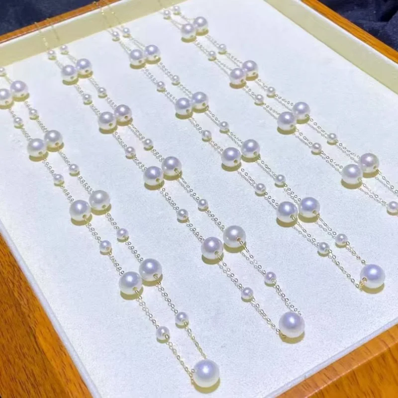 

Ожерелье из желтого золота 18 карат au750, натуральный пресноводный жемчуг, фиолетовый, розовый, подарок на свадьбу для женщин X2011