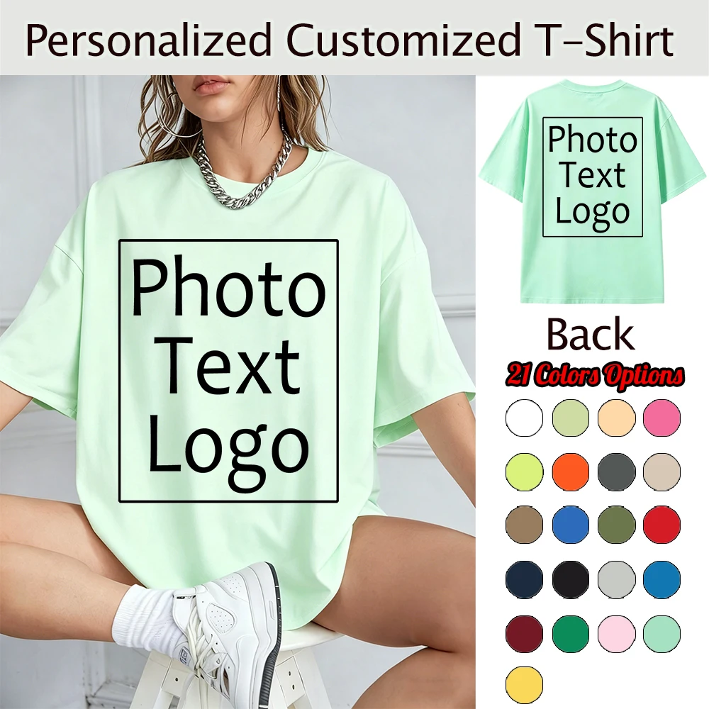 Team Family Personalized Custom PatternT-Shirt Women Summer Trendy T Shirts Loose Multicolor Clothes Cotton All-Match Sportswear