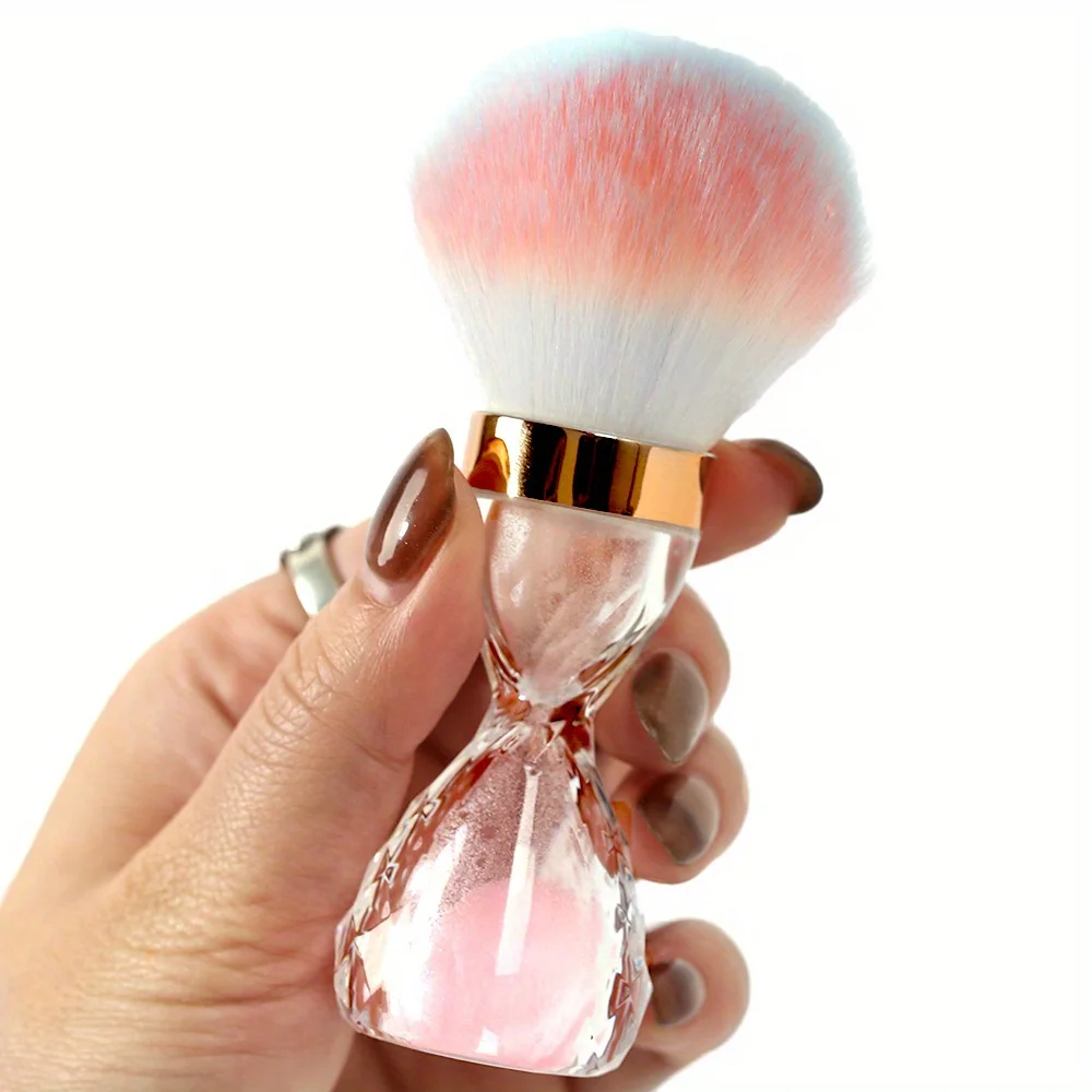 مسمار الفن فرشاة الغبار للأظافر الساعة الرملية مقبض مسحوق إزالة تنظيف لينة فرشاة الأظافر ل مانيكير هلام مسمار الملحقات أداة #3
