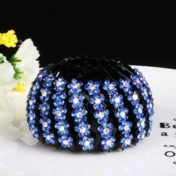 Fashion Bun Crystal Flowers Hair Claw Rhinestone Bun Maker Curler Hair Clip Bird Nest Expanding Hairpin Women Hair Accessories