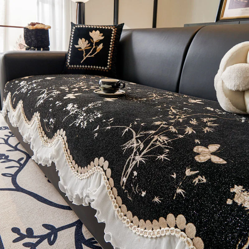 

Sofa cushion four seasons universal light luxury lace non-slip leather sofa cover seat cushion cover cloth towel